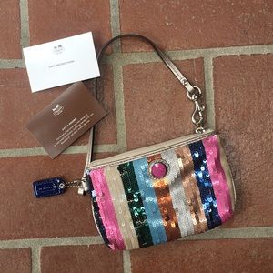 Authentic New! Sequined Rainbow Coach Mini Bag